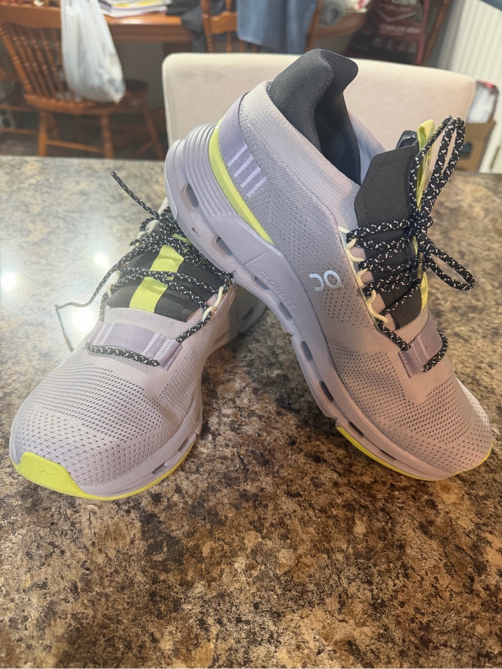 On Cloud Running Women’s Grey and Neon green Cloud Sneakers